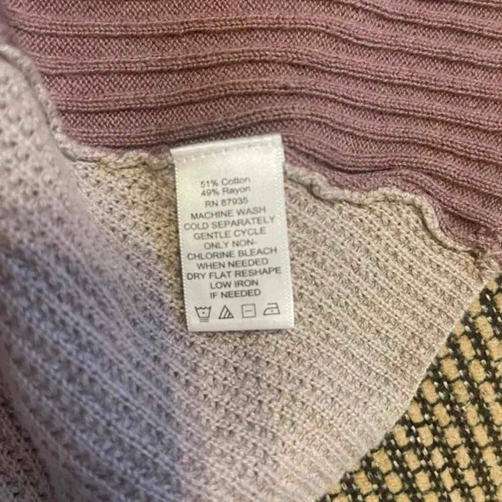 LOGO Lori Goldstein Color Block Cardigan Sweater Size XL